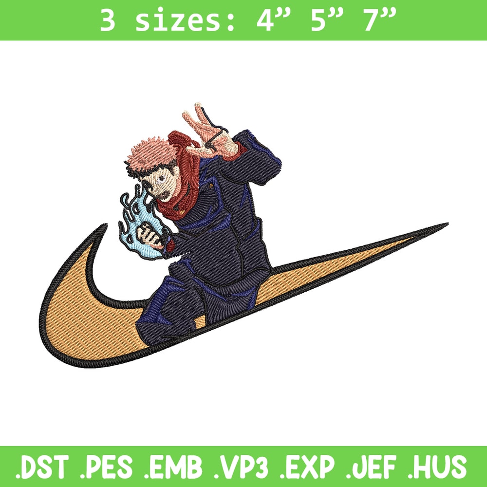 Yuji x nike Embroidery Design, Jujutsu Embroidery, Embroidery File, Nike Embroidery, Anime shirt, Digital download.jpg