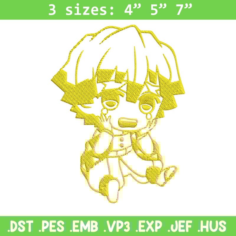 Zenitsu chibi Embroidery Design, Demon slayer Embroidery, Embroidery File, Anime Embroidery, Digital download.jpg