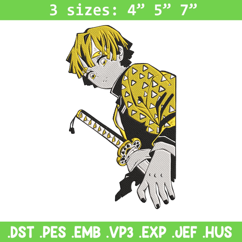 Zenitsu Embroidery Design, Demon slayer Embroidery, Embroidery File, Anime Embroidery, Anime shirt, Digital download..jpg