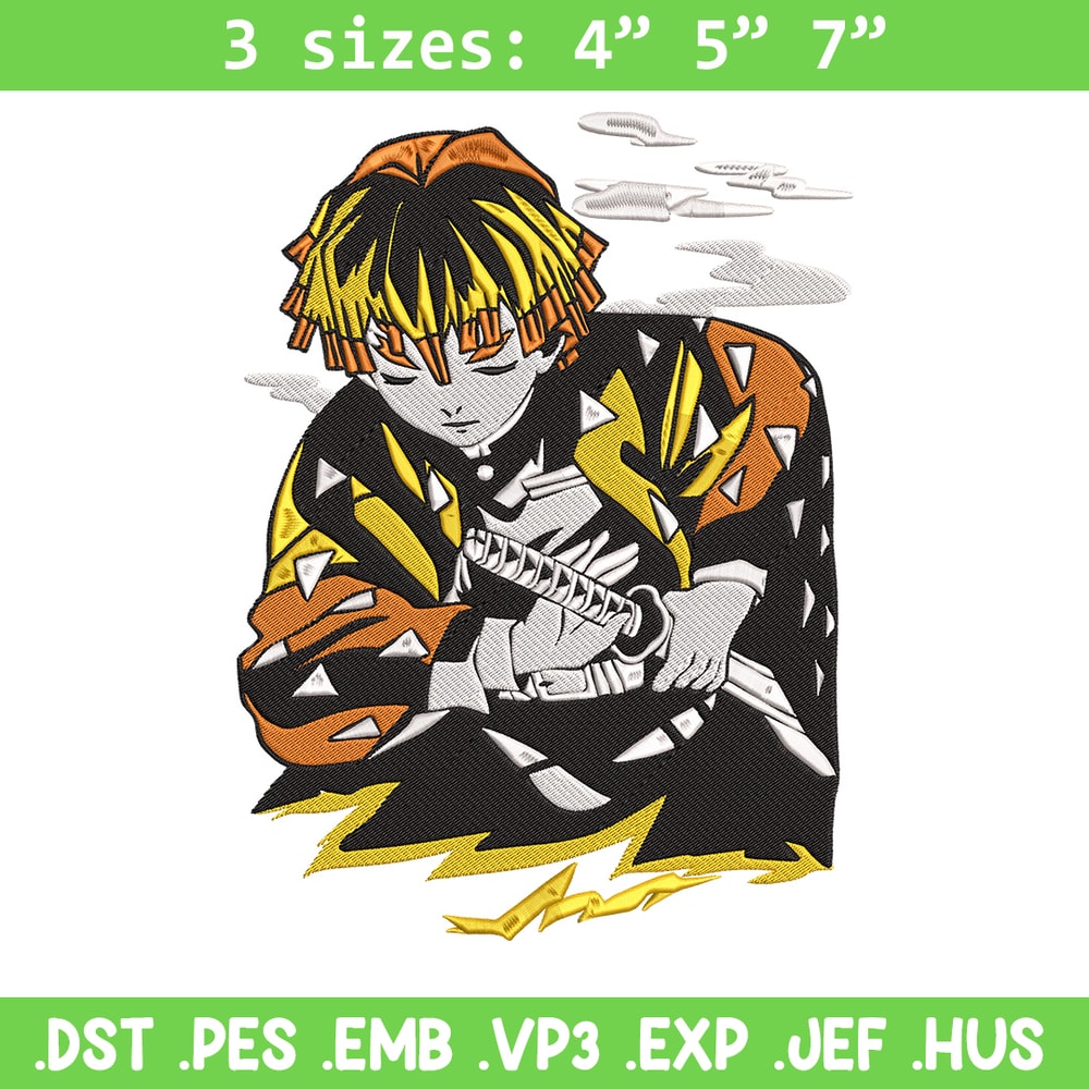 Zenitsu Embroidery Design, Demon slayer Embroidery, Embroidery File, Anime Embroidery, Anime shirt, Digital download.jpg