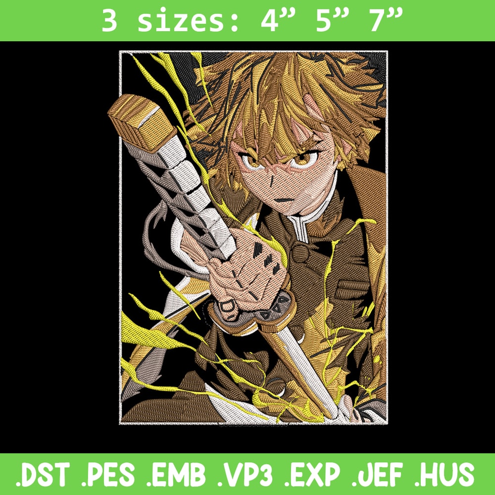 Zenitsu Poster Embroidery Design, Demon slayer Embroidery, Embroidery File, Anime Embroidery, Digital download..jpg
