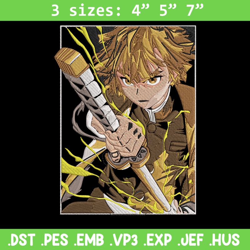 Zenitsu Poster Embroidery Design, Demon slayer Embroidery, Embroidery File, Anime Embroidery, Digital download..jpg