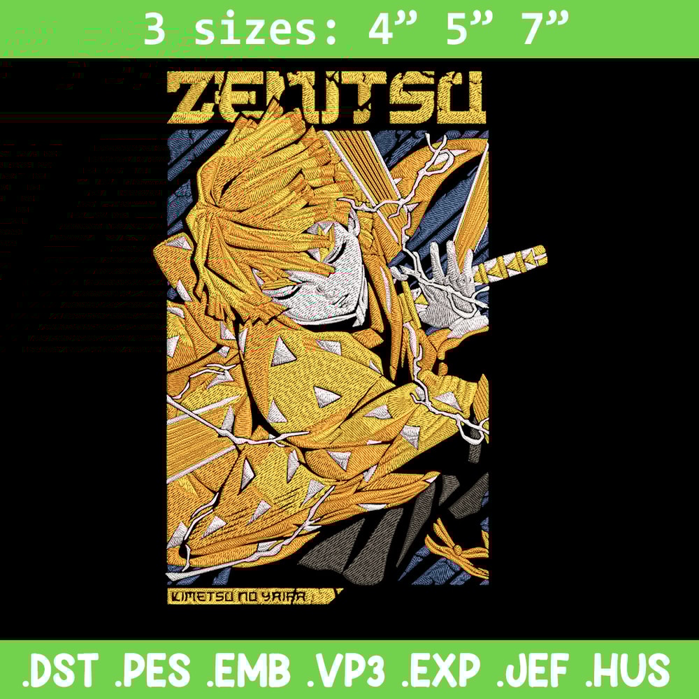 Zenitsu poster Embroidery Design, Demon slayer Embroidery, Embroidery File,Anime Embroidery,Anime shirt,Digital download.jpg