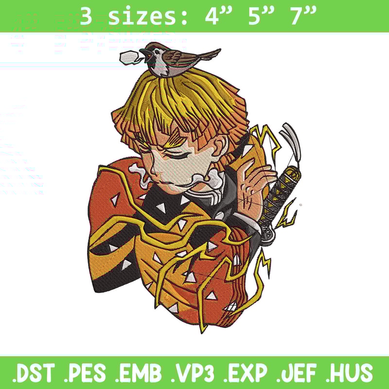 Zenitsu poster Embroidery Design, Demon slayer Embroidery,Embroidery File,Anime Embroidery,Anime shirt,Digital download..jpg