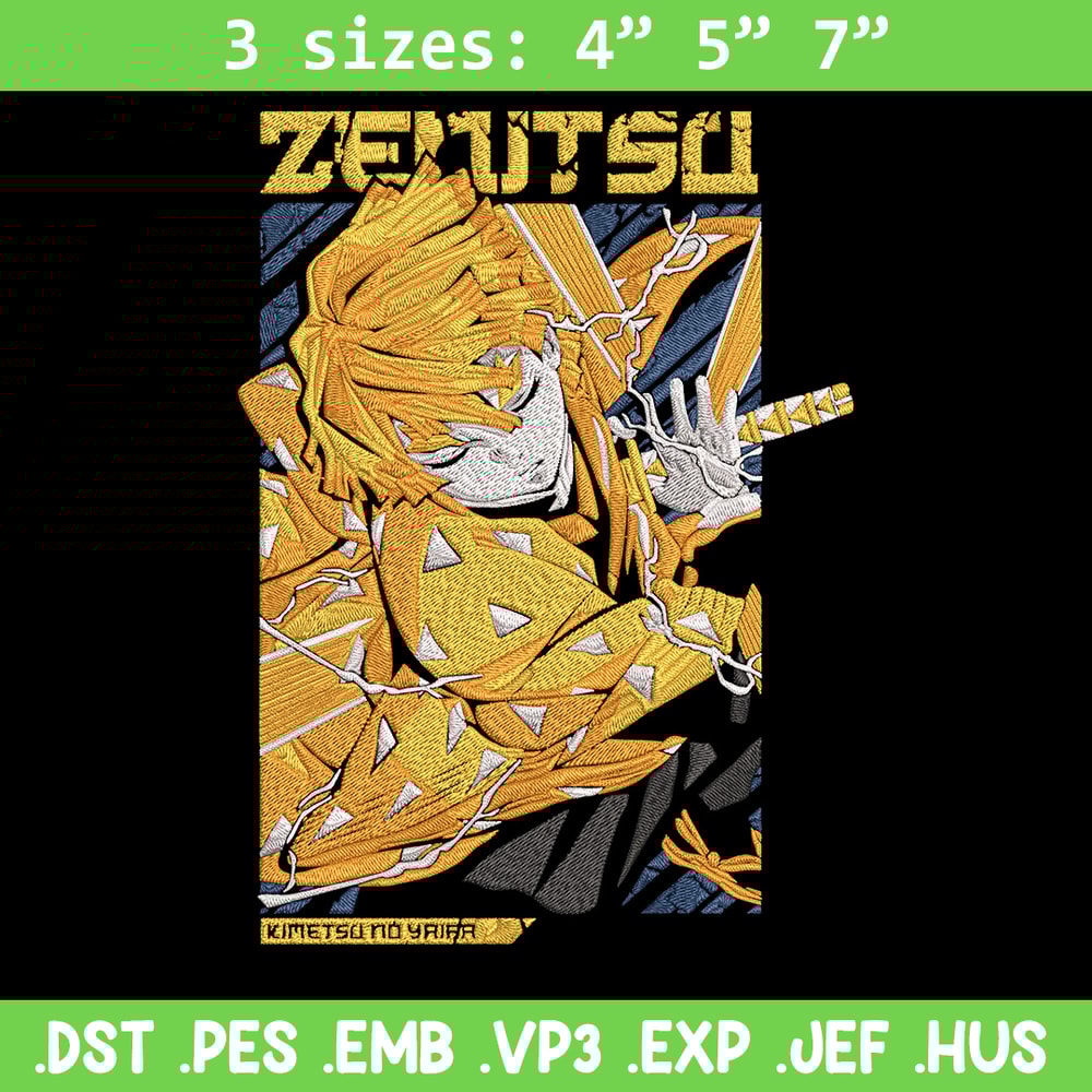 Zenitsu poster Embroidery Design, Demon slayer Embroidery,Embroidery File,Anime Embroidery,Anime shirt,Digital download.jpg