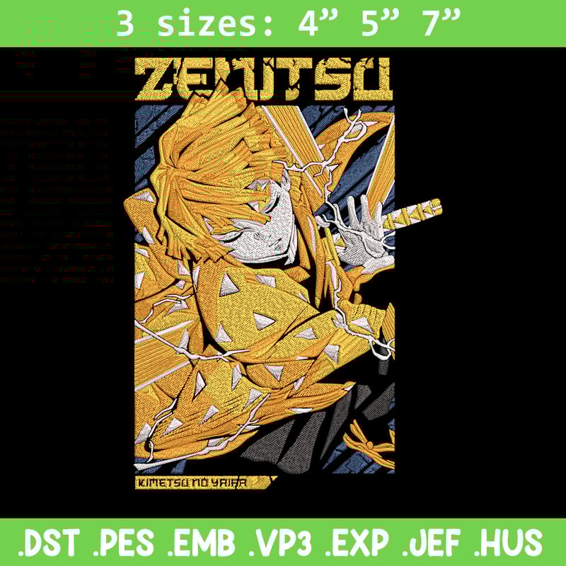 Zenitsu poster Embroidery Design, Demon slayer Embroidery,Embroidery File,Anime Embroidery,Anime shirt,Digital download.jpg