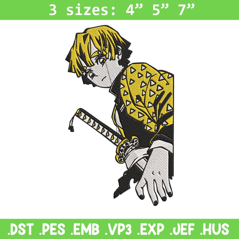 Zenitsu poster Embroidery Design,Demon slayer Embroidery, Embroidery File,Anime Embroidery,Anime shirt,Digital download.jpg