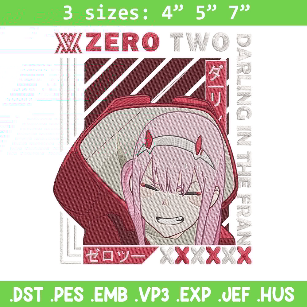 Zero two Embroidery Design, Darling in the fran Embroidery,Embroidery File,Anime Embroidery,Anime shirt,Digital download.jpg