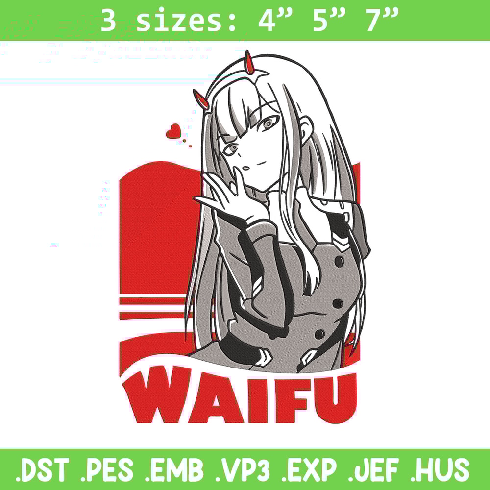 Zero two waifu Embroidery Design, Zero Two Embroidery, Embroidery File, Anime Embroidery, Anime shirt, Digital download.jpg