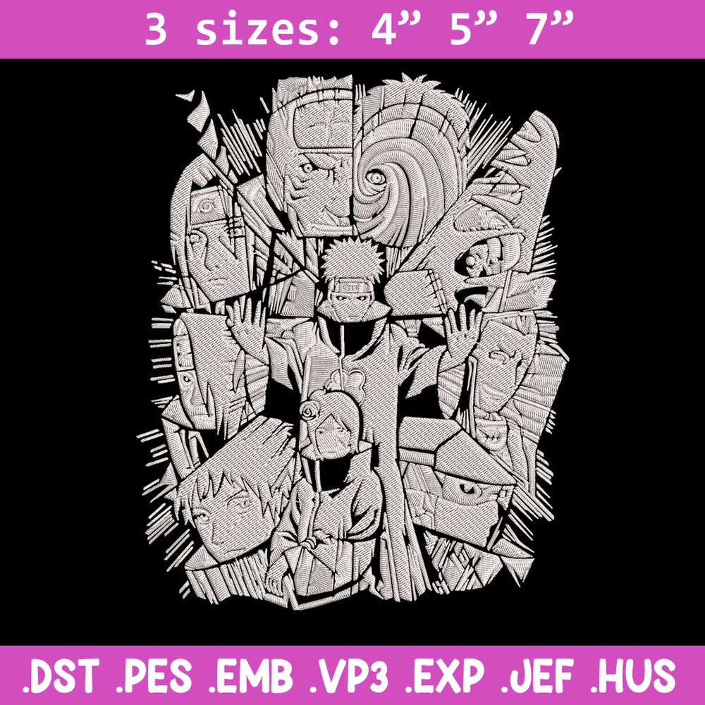 Akatsuki poster Embroidery Design, Naruto Embroidery, Embroidery File, Anime Embroidery, Anime shirt, Digital download.jpg