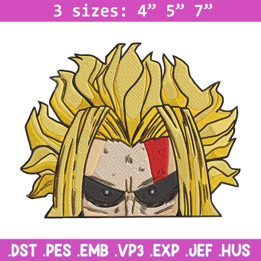 All Might Peeker Embroidery Design, Mha Embroidery, Embroidery File, Anime Embroidery, Anime shirt, Digital download.jpg