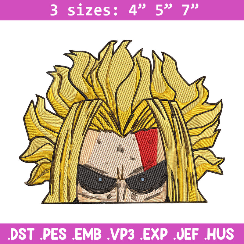 All Might Peeker Embroidery Design, Mha Embroidery, Embroidery File, Anime Embroidery, Anime shirt, Digital download.jpg