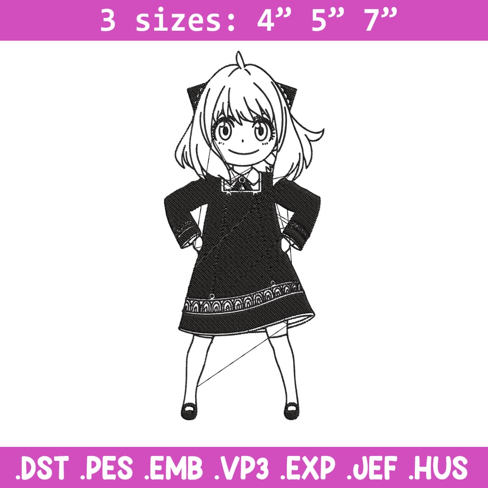 Anya Forger Embroidery Design, Spy x family Embroidery, Embroidery File, Anime Embroidery, Anime shirt, Digital download.jpg
