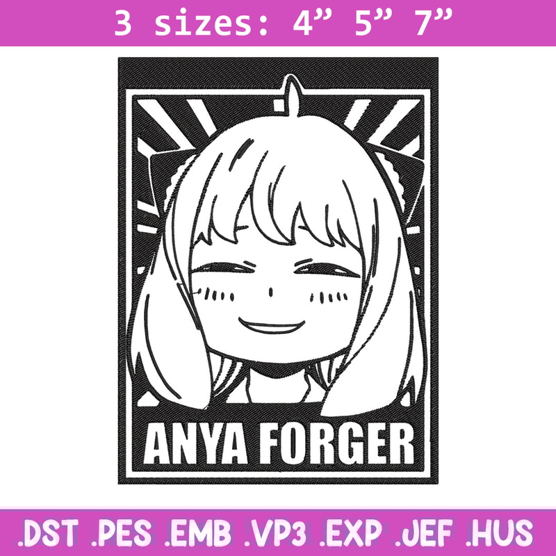 Anya poster Embroidery Design, Spy x family Embroidery, Embroidery File, Anime Embroidery, Anime shirt,Digital download.jpg