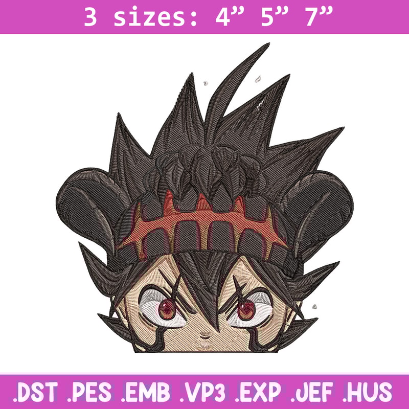 Asta Peeker Embroidery Design, Black clover Embroidery, Embroidery File, Anime Embroidery, Anime shirt, Digital download.jpg