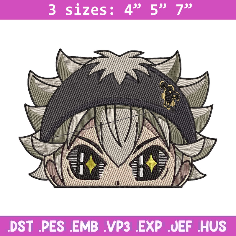 Asta Peeker Embroidery Design, Black clover Embroidery, Embroidery File, Anime Embroidery, Anime shirt,Digital download..jpg