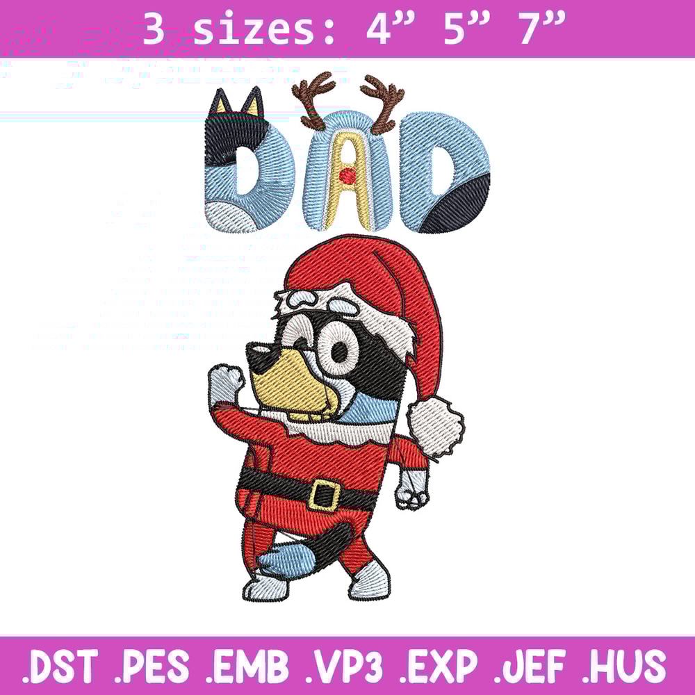 Bandit dad Embroidery Design, Bluey Embroidery, Embroidery File, Chrismas Embroidery, Anime shirt, Digital download.jpg