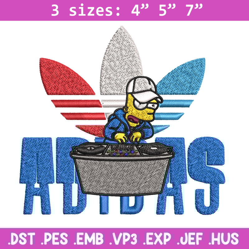 Bart dj adidas Embroidery Design, Adidas Embroidery, Brand Embroidery, Embroidery File, Logo shirt, Digital download.jpg