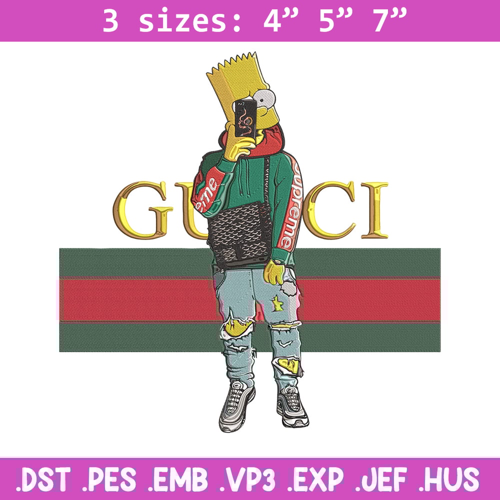 Bart Simpson Embroidery Design, Simpson Embroidery, Embroidery File, Anime Embroidery, Gucci shirt, Digital download.jpg
