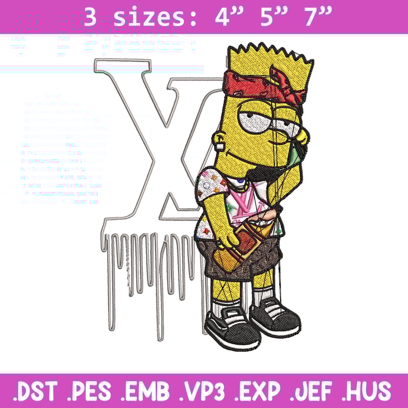 Bart simpson lv Embroidery Design, Lv Embroidery, Embroidery File, Simpson Embroidery, Logo shirt, Digital download.jpg