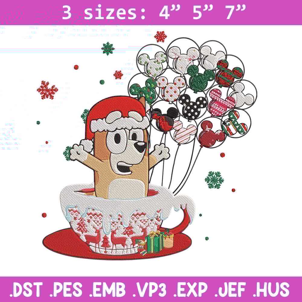 Bingo chrismas Embroidery Design, Bluey Embroidery, Embroidery File, Chrismas Embroidery, Anime shirt, Digital download.jpg