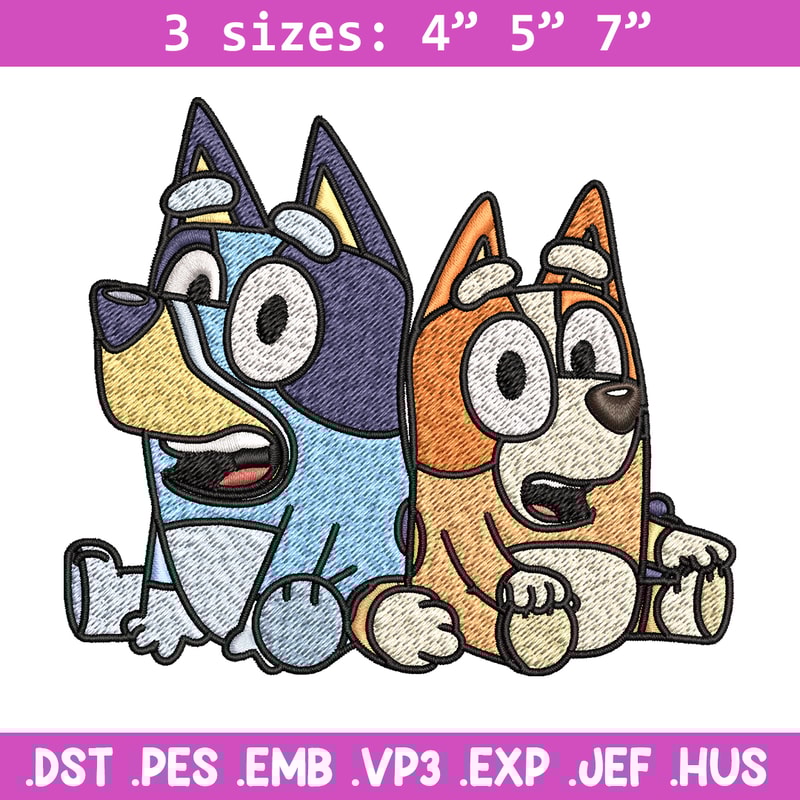 Bluey and Bingo Embroidery, Bluey Embroidery, Embroidery File, cartoon design, cartoon shirt, Digital download..jpg