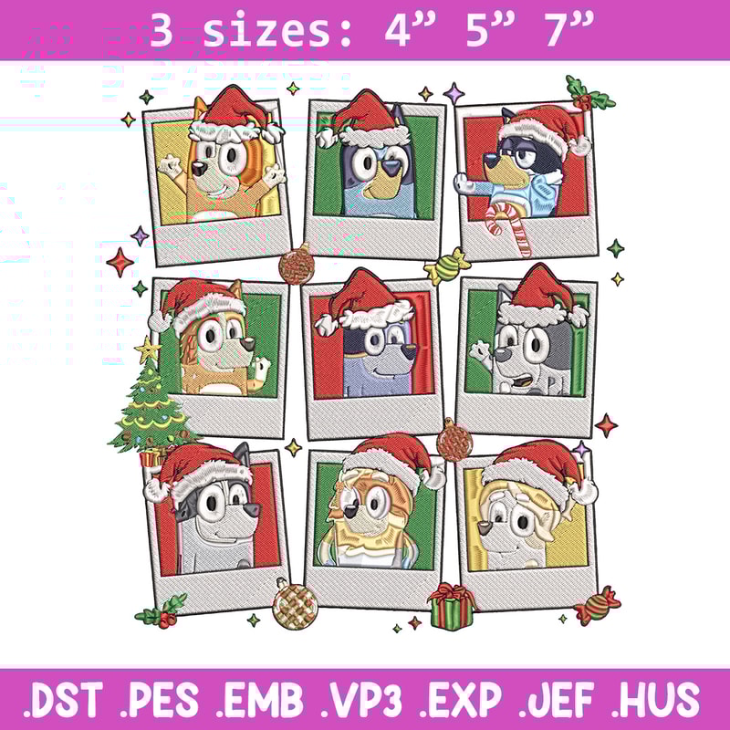 Bluey chrismas Embroidery Design, Bluey Embroidery, Embroidery File, Anime Embroidery, Anime shirt, Digital download.jpg