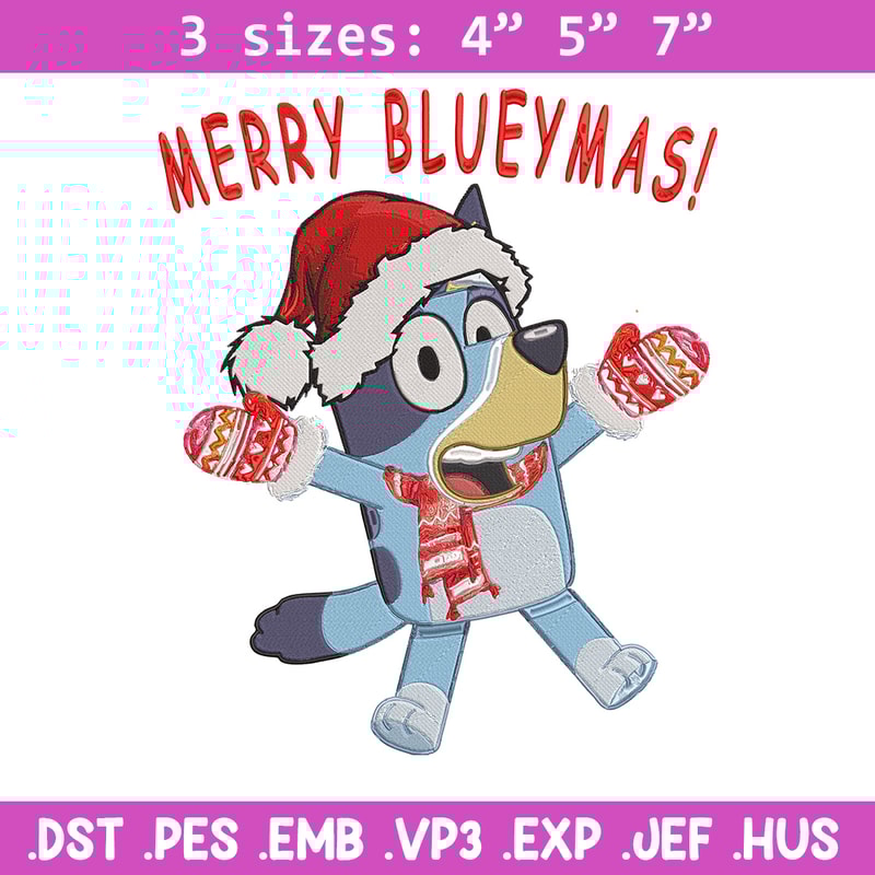 Bluey chrismas Embroidery Design, Bluey Embroidery, Embroidery File,Chrismas Embroidery, Anime shirt, Digital download.jpg