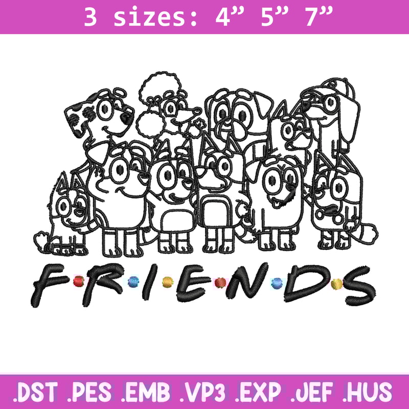 Bluey family Coloring Pages Embroidery, Bluey Embroidery, Embroidery File, cartoon design, logo shirt, Digital download..jpg