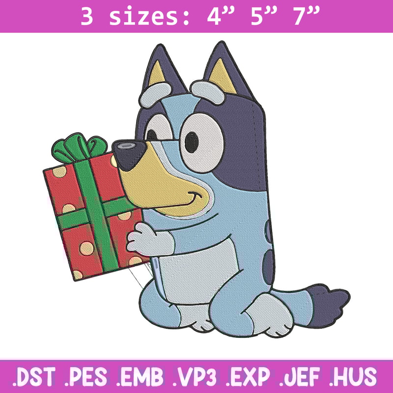 Bluey gift Embroidery Design, Bluey Embroidery, Embroidery File, Chrismas Embroidery, Anime shirt, Digital download.jpg