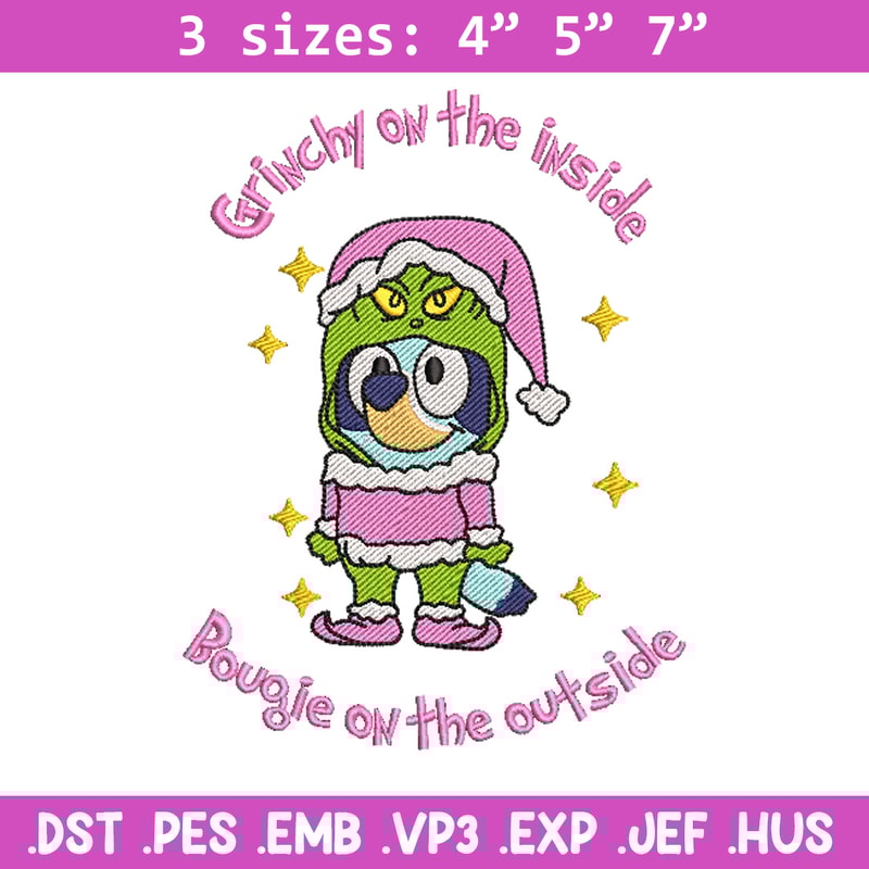 Bluey grinchy embroidery design, Bluey embroidery, Chrismas design, Embroidery file, Embroidery shirt,Digital download.jpg