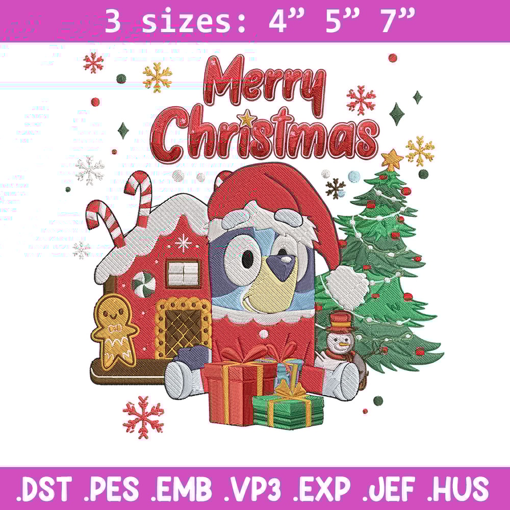 Bluey merry chrismas Embroidery Design,Bluey Embroidery, Embroidery File, Chrismas Embroidery, Digital download.jpg
