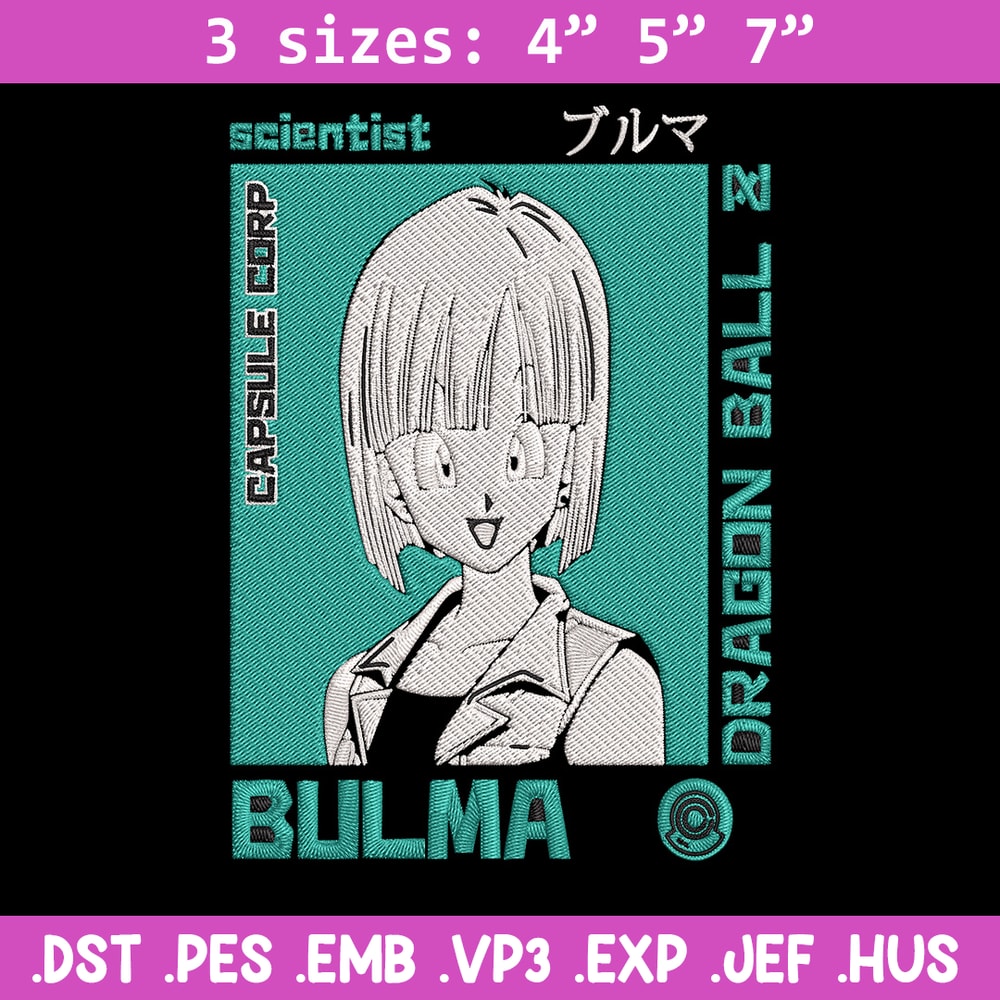 Bulma poster Embroidery Design, Dragonball Embroidery, Embroidery File, Anime Embroidery, Anime shirt, Digital download..jpg