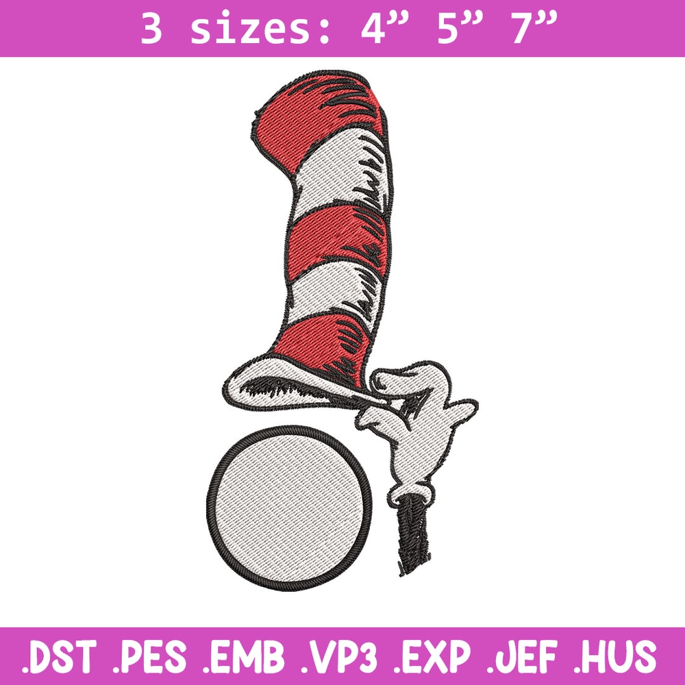 Cat In The Hat Embroidery Design, Cat In The Hat Embroidery, Embroidery File, logo shirt, Digital download.jpg