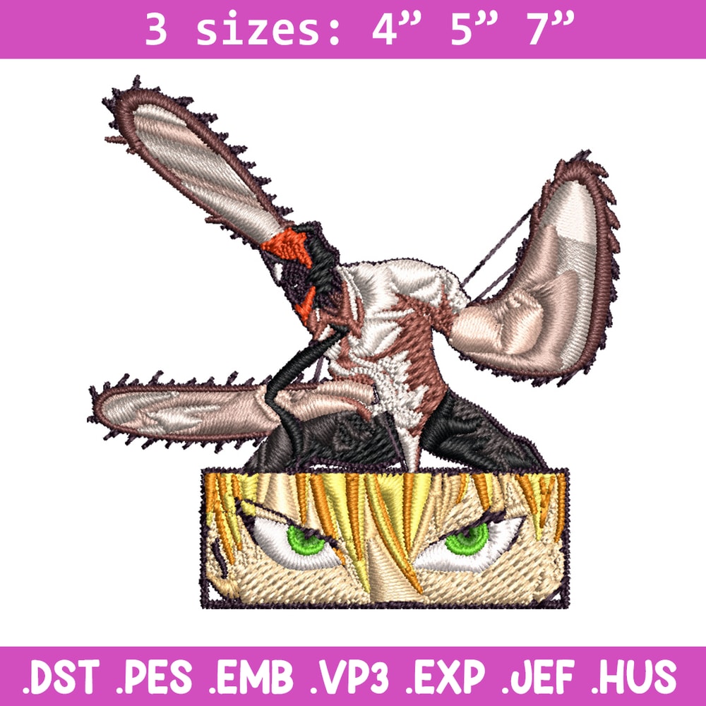 Chainsaw Embroidery Design, Chainsaw man Embroidery, Embroidery File, Anime Embroidery, Anime shirt, Digital download.jpg