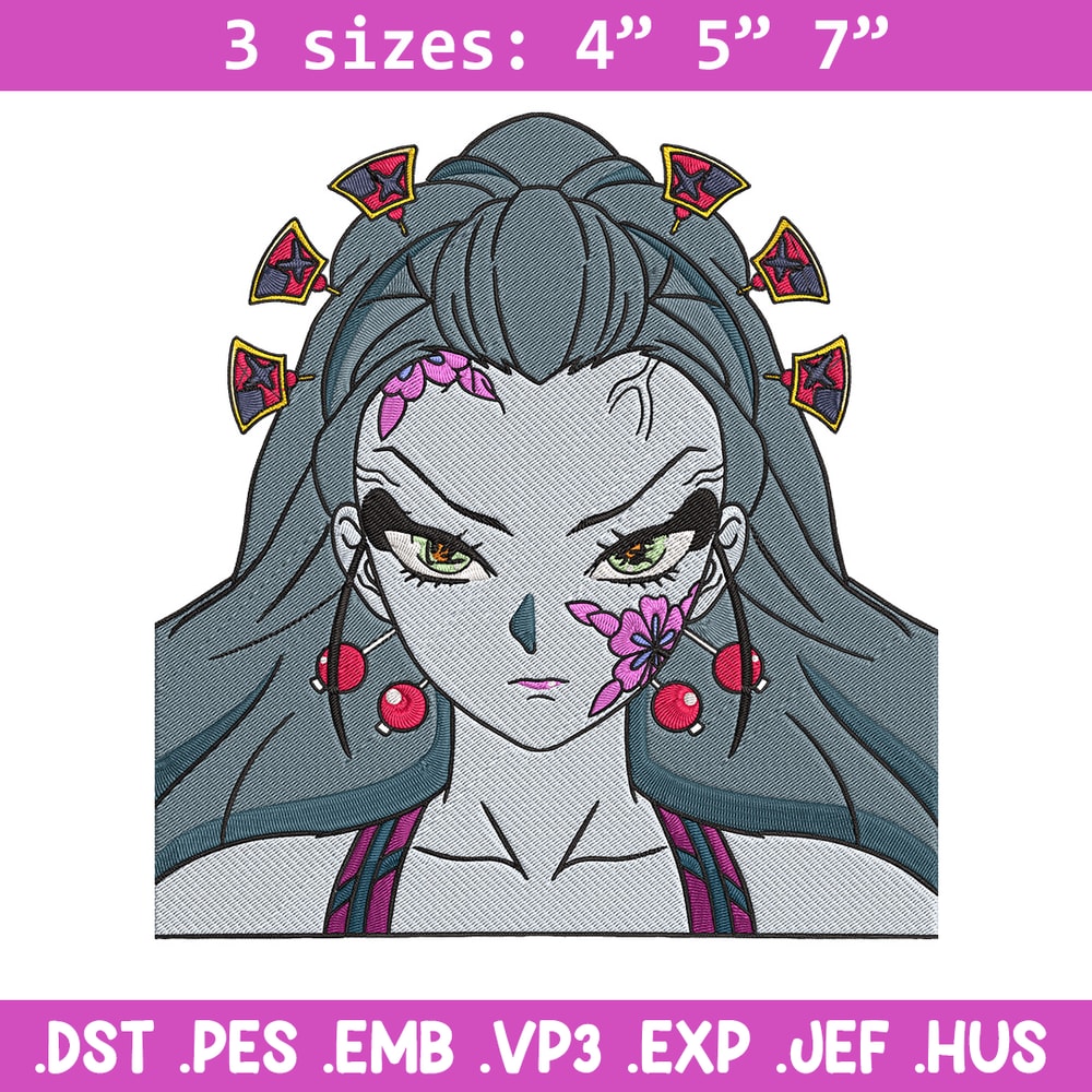 Daki face Embroidery Design, Demon slayer Embroidery, Embroidery File, Anime Embroidery, Anime shirt, Digital download.jpg