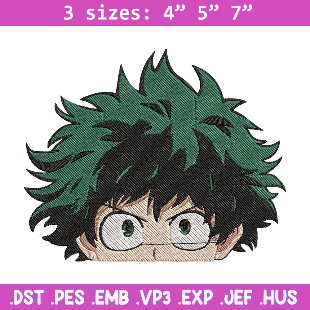 Deku face Embroidery Design, Mha Embroidery, Embroidery File, Anime Embroidery, Anime shirt, Digital download.jpg