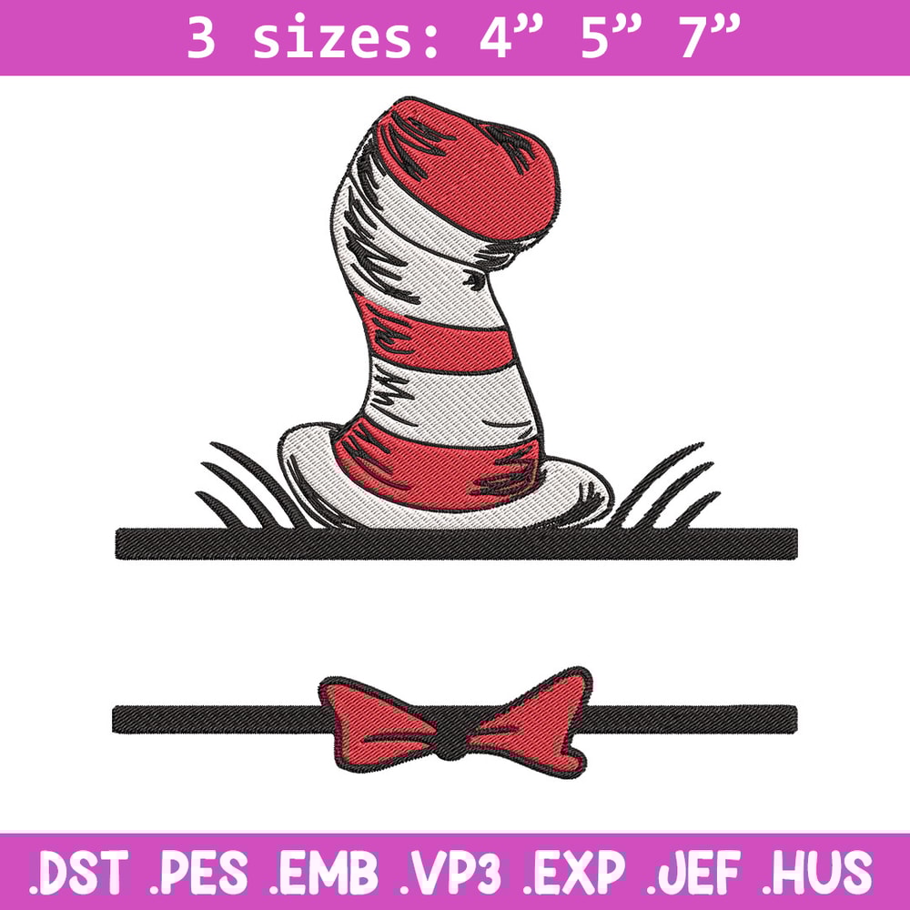 Dr seuss hat Embroidery Design, Cat In The Hat Embroidery, Embroidery File, logo shirt, Digital download..jpg