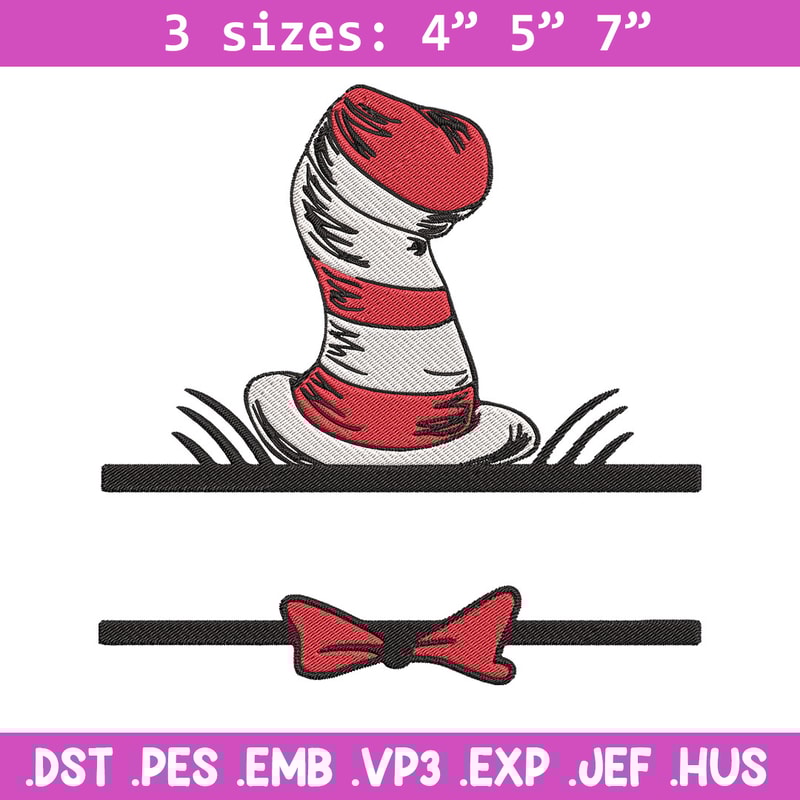 Dr seuss hat Embroidery Design, Cat In The Hat Embroidery, Embroidery File, logo shirt, Digital download..jpg