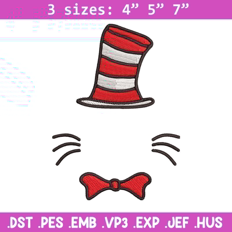 Dr Seuss Hat Embroidery Design, Dr seuss Embroidery, Embroidery File, logo shirt, Embroidery design, Digital download.jpg