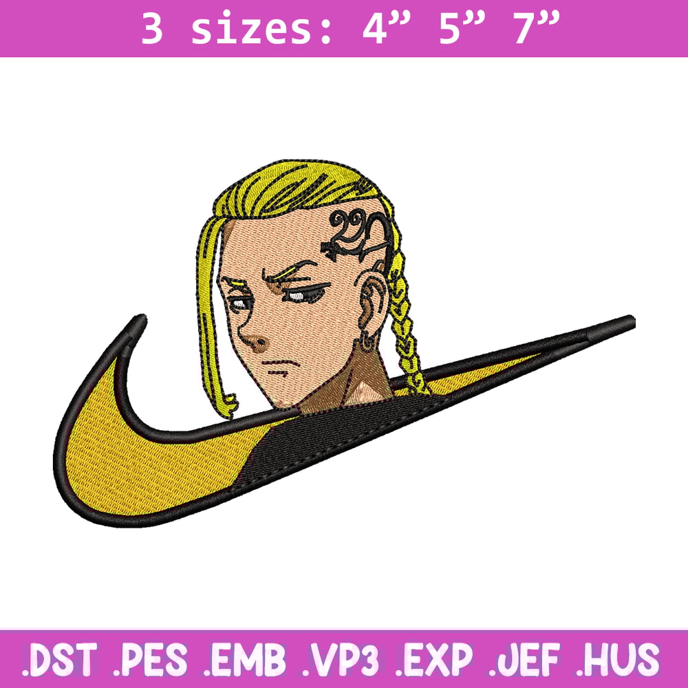 Draken nike embroidery design, Tokyo Revengers embroidery, nike design, anime design, anime shirt, Digital download.jpg