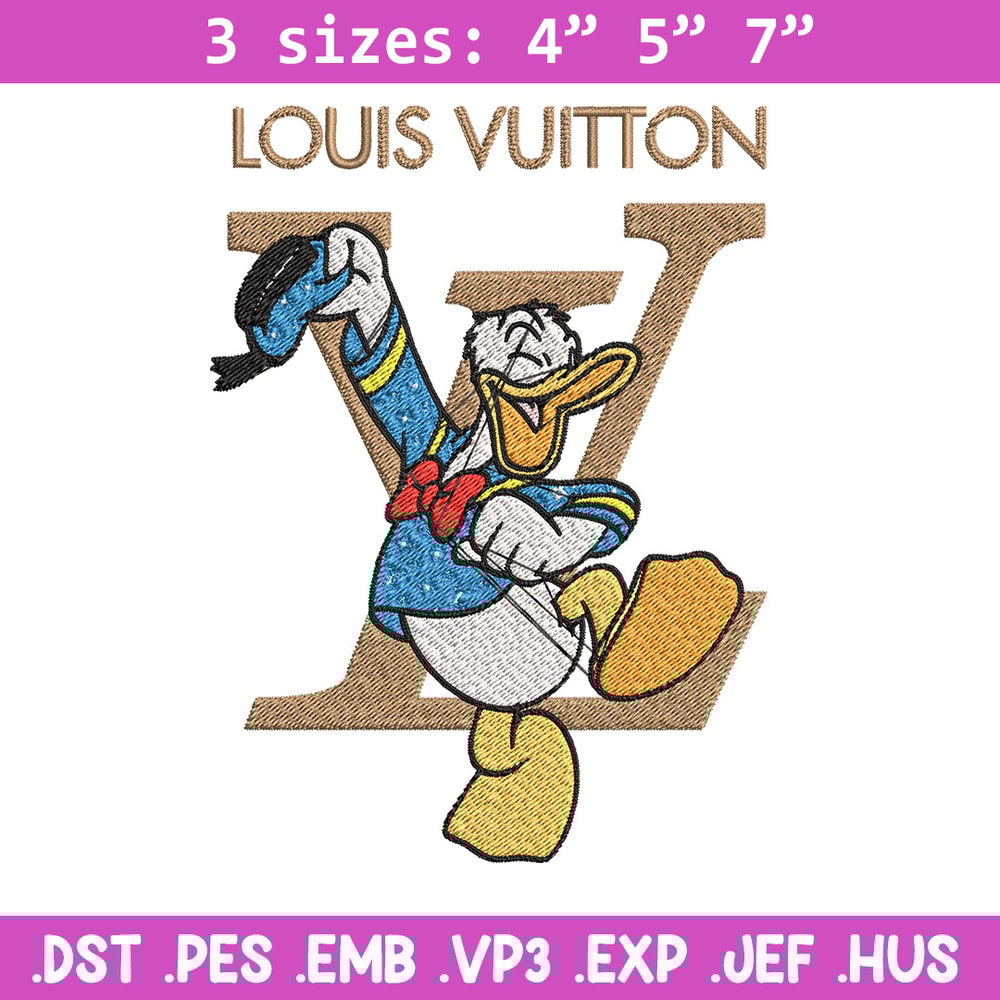 Duck cartoon lv Embroidery Design, LV Embroidery, Brand Embroidery, Embroidery File, Logo shirt, Digital download.jpg