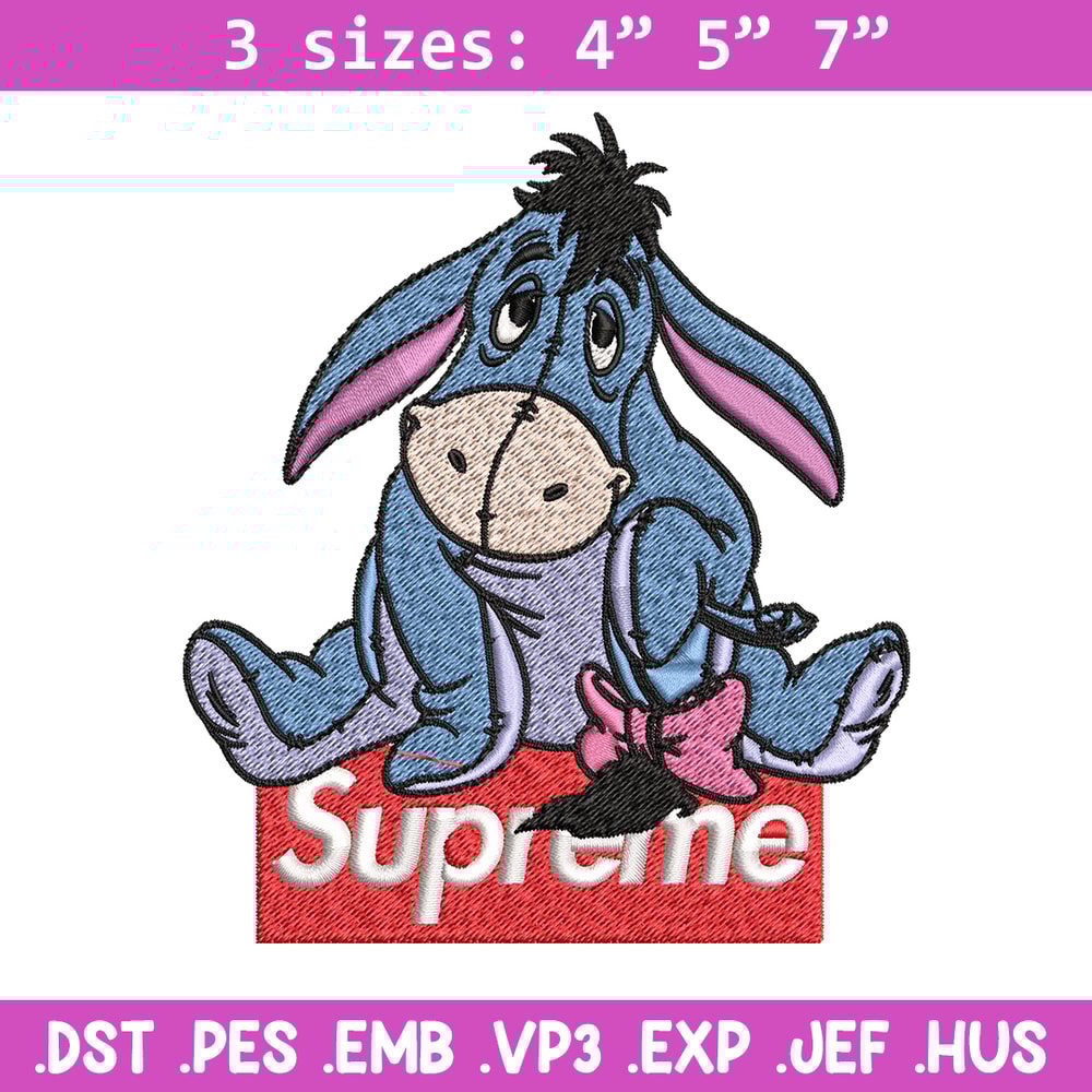 Eeyore Supreme Embroidery design, Eeyore Supreme Embroidery, cartoon design, Embroidery File, Instant download..jpg
