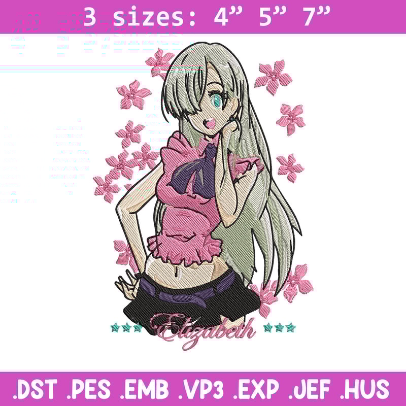 Elizabeth Embroidery Design, Seven Deadly Sins Embroidery, Embroidery File,Anime Embroidery,Anime shirt,Digital download.jpg