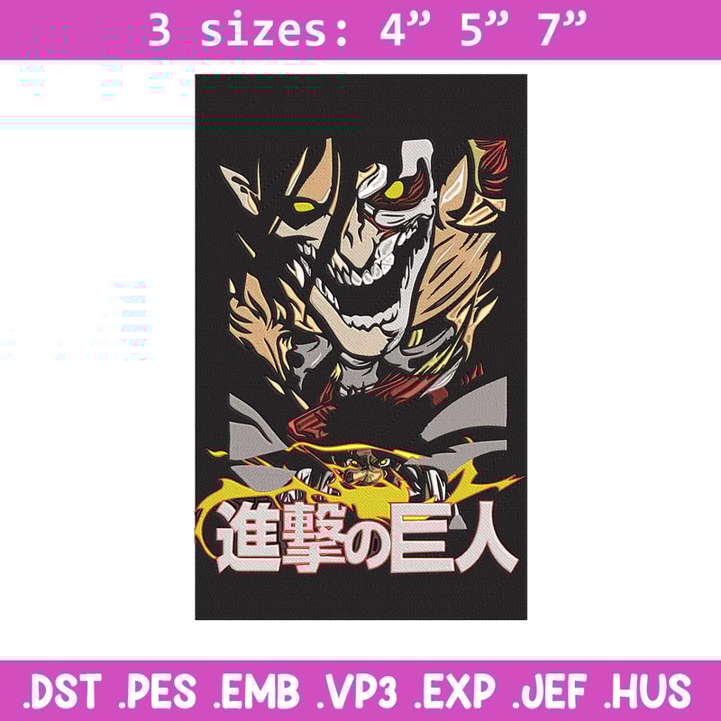 Eren poster Embroidery Design, Aot Embroidery, Embroidery File, Anime Embroidery, Anime shirt, Digital download..jpg