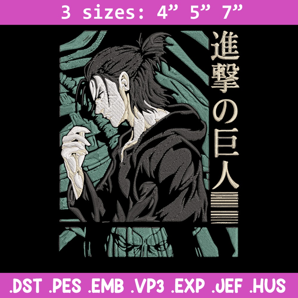 Eren poster Embroidery Design, Aot Embroidery,Embroidery File, Anime Embroidery, Anime shirt, Digital download.jpg