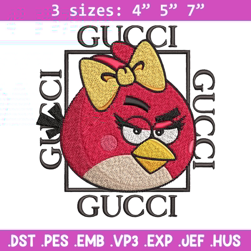 Girl Bird gucci Embroidery design, Angry Birds Embroidery, cartoon design, Embroidery File, logo shirt, Digital download.jpg