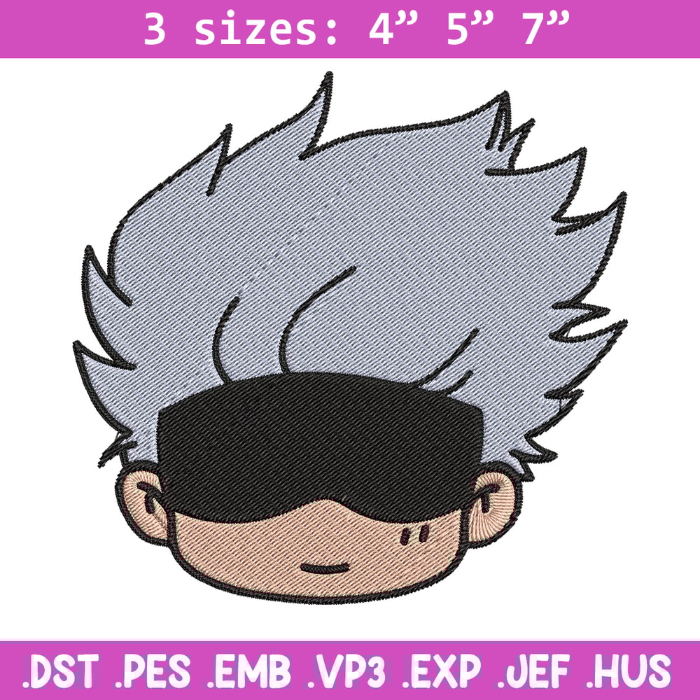 Gojo chibi Embroidery Design, Jujutsu Embroidery, Embroidery File, Anime Embroidery, Anime shirt, Digital download.jpg