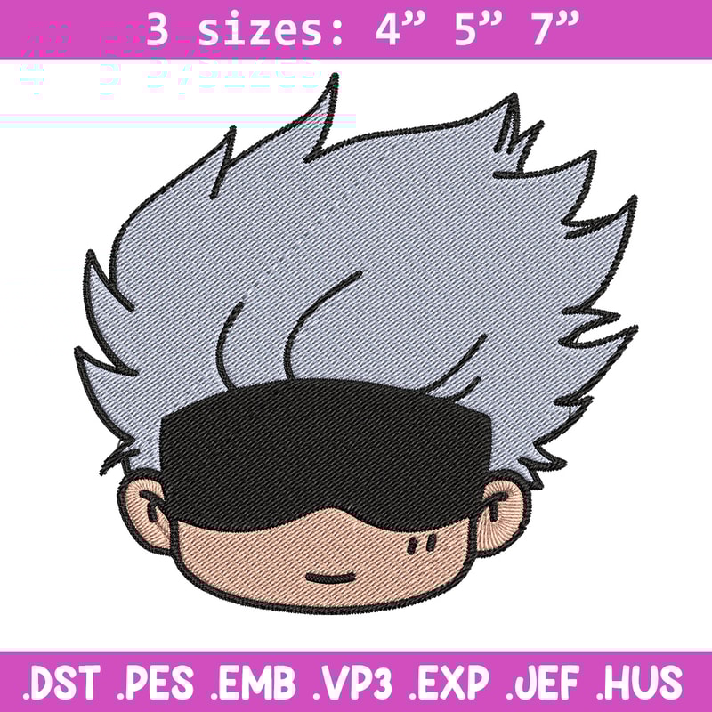 Gojo chibi Embroidery Design, Jujutsu Embroidery, Embroidery File, Anime Embroidery, Anime shirt, Digital download.jpg