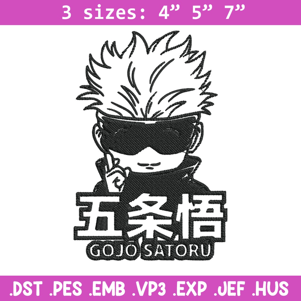 Gojo chibi poster Embroidery Design,Jujutsu Embroidery, Embroidery File, Anime Embroidery, Anime shirt, Digital download.jpg